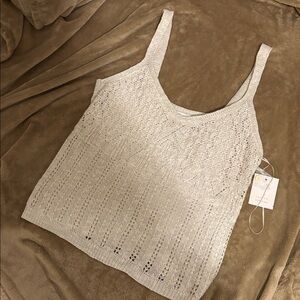 NWT Lauren Conrad Cream Knit Tank with Adjustable Straps in Size Large